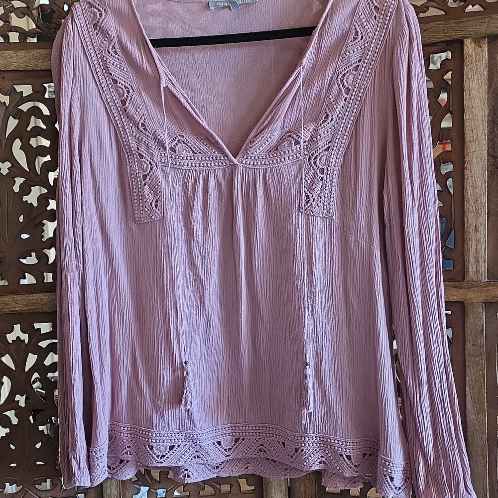 Cynthia Rowley Mauve Lace Detail Blouse